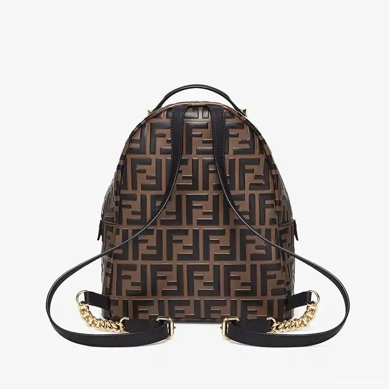 Cheap HOT Nappa Motif FF In Fendi Backpack Leather Brown Mini 0605